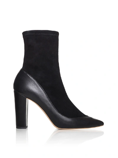 Smiling Shoes The Piece Ankle Boots In Black Stretch Suede