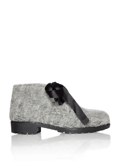 Smiling Shoes Hanna Brogues In Grey Wool