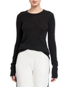 Atm Anthony Thomas Melillo Cashmere Long-sleeve Crewneck Top In Charcoal