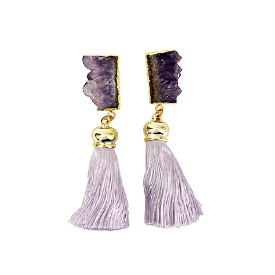 Hashé Shiraz Purple Tone Tasseled Earrings