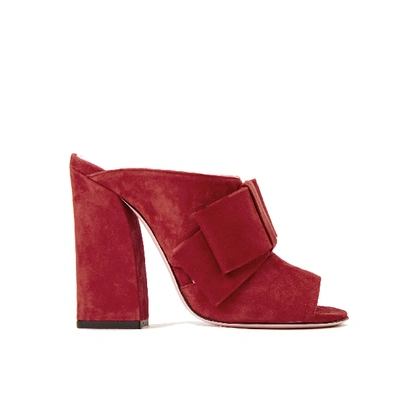 Phare Bow Block Heel Mule In Rosso Suede