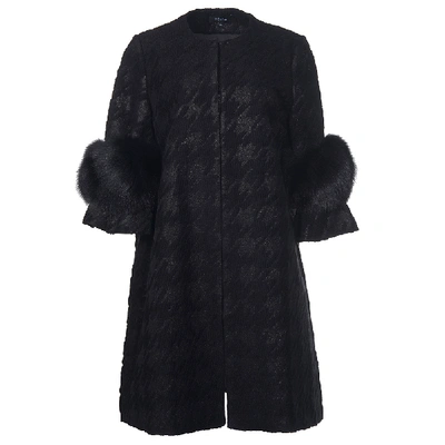 Hashé Black Fox Fur Houndstooth Coat