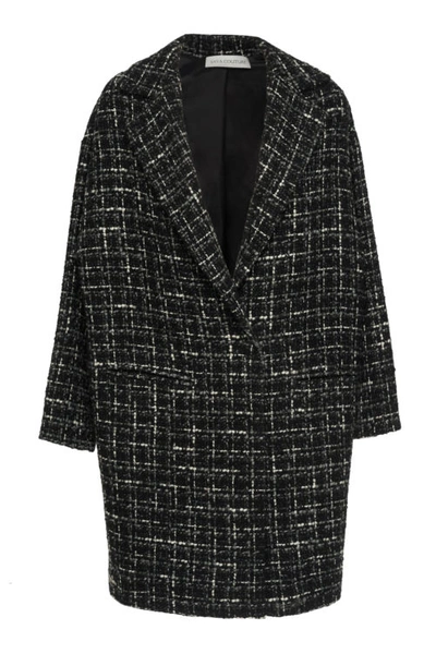 Sava Couture Oversized Tweed Coat In Black Gold