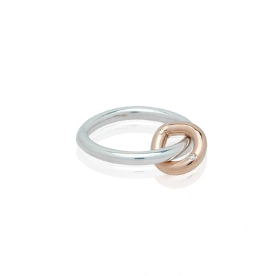 Ali Grace Jewelry Sterling Ring W/ Rose Gold & Diamond Loop