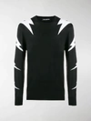 Neil Barrett Lightning Bolt-intarsia Wool-blend Sweater In Black