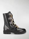 MOSCHINO BUCKLED ANKLE BOOTS,MA24024G18MG114323680