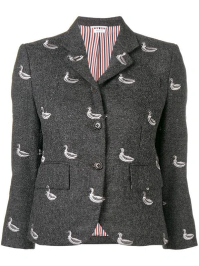 Thom Browne Duck Embroidered Classic Sport Coat In Grey