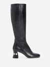 Miu Miu Crystal Embellished Knee-length Boots In Black