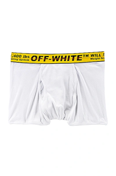 Off-white Logoed Elastic Band Cotton Trunks In White & Yellow