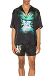 Off-white Waterfall-print Short-sleeved Shirt In Black Multi