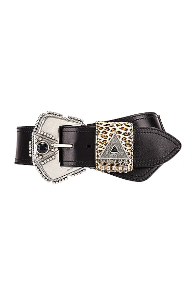 Saint Laurent Large Folk Belt In Black & Natural