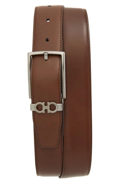 Ferragamo Reversible Leather Belt In Brown