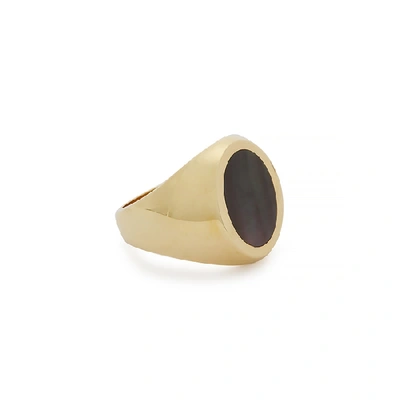 Legier Oval Stone Gold-tone Signet Ring In Black