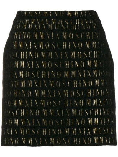 Moschino All-over Logo Short Skirt In Black