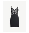 David Koma Butterfly-motif Stretch-crepe Mini Dress In Black/silver