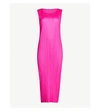 Issey Miyake Sleeveless Satin Pleated Midi Dress In Pink