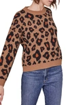 ASTR TOBIN INTARSIA LEOPARD CREWNECK SWEATER,ACT15580