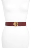 Tory Burch Reversible Logo Belt In Port/ Tramonto/ Gold