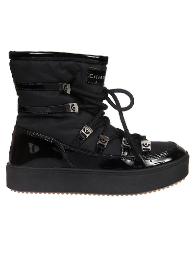 Chiara Ferragni Classic Snow Laced-up Boots In Black