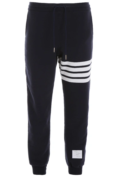 Thom Browne Nylon And Jersey Joggers In Navy (blue)