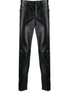 Saint Laurent Contrast Piping Leather Trousers - Black