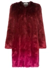 Mary Katrantzou Thalia Ombre Faux Fur Coat In Red