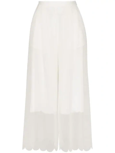 Paskal Wide-leg Scallop Hem Culottes In White