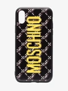 Moschino Logo Print Quilted Iphone Xs Max Cover In Black