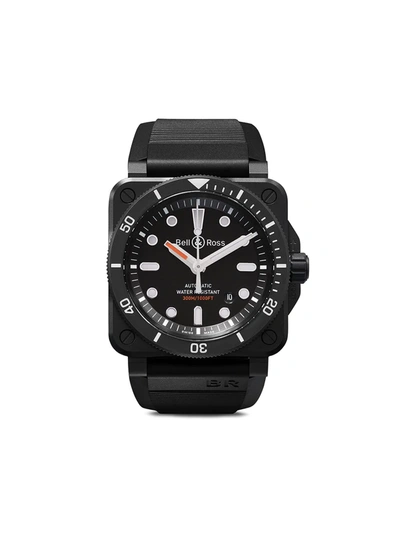 Bell & Ross Br 03-92 Diver Black Matte Automatic 42mm Ceramic And Rubber Watch, Ref. No. Br0392-d-bl-ce/srb In Black Ceramic