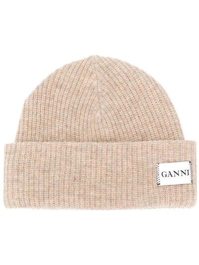 Ganni Ribbed Knitted Beanie - 大地色 In Neutrals