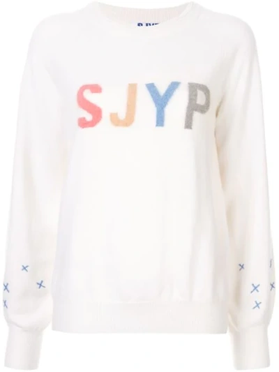 Sjyp Logo嵌花毛衣 - 白色 In White