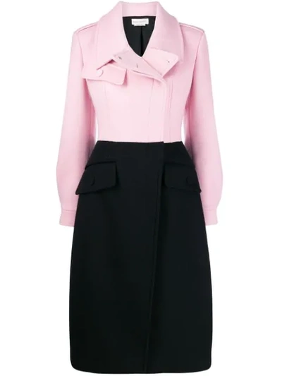 Alexander Mcqueen Bi-colour Asymmetric Fastening Coat In Pink