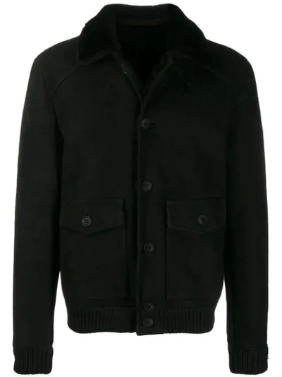 Salvatore Santoro Sheepskin Bomber Jacket In Black