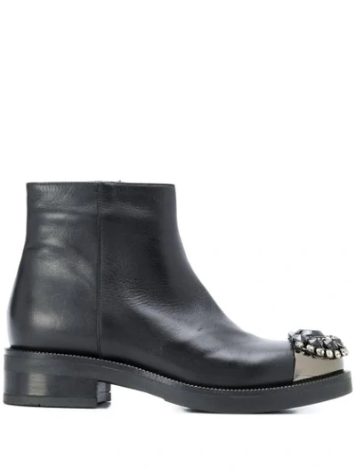 Albano Crystal Embellished Boots In Black