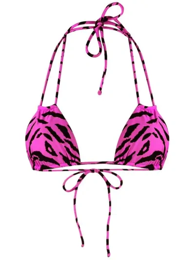 Saint Laurent Tiger Print Bikini Top - 粉色 In Pink