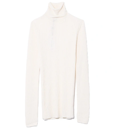 Alex Mill Multi Rib Wool Silk Turtleneck In Ivory