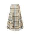 GANNI Tiered Checked Cotton-Poplin Wrap Skirt