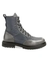 Aquatalia Irus Leather & Mesh Lace-up Boots In Grey