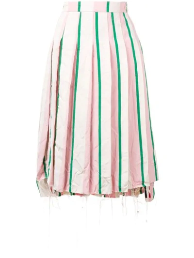 Thom Browne Wide Repp Stripe Pleated Skirt In 680 Light Pink