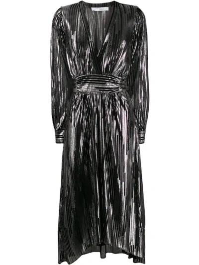 Iro Metallic Striped Midi Dress In Black