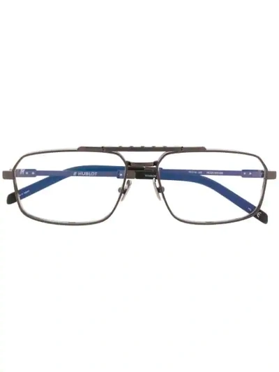 Hublot Eyewear Thin Oval Frame Glasses In 黑色