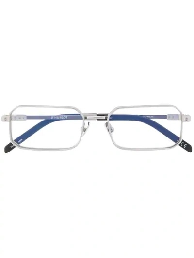 Hublot Eyewear Thin Rectangular Frame Glasses In 银色