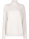 Brunello Cucinelli Roll Neck Ribbed Detail Sweater In Neutrals