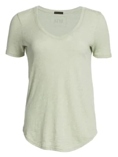 Atm Anthony Thomas Melillo Slub Jersey V-neck Tee In Sage