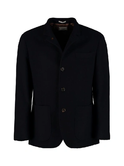 Brunello Cucinelli Hand-finished Lightweight Cashmere Jacket-style Outerwear In Blue