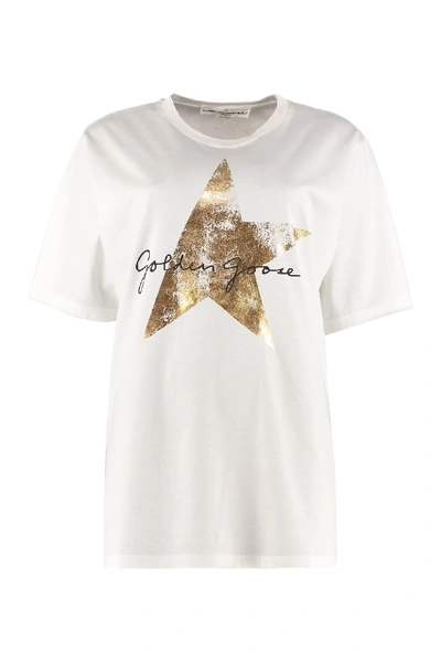 Golden Goose Hoshi Printed Cotton T-shirt In White