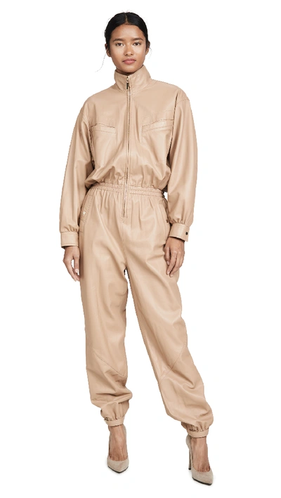 Zimmermann Espionage Leather Boiler Suit In Sand