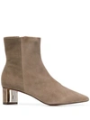 Clergerie Secret Suede Point Toe Booties In Neutrals