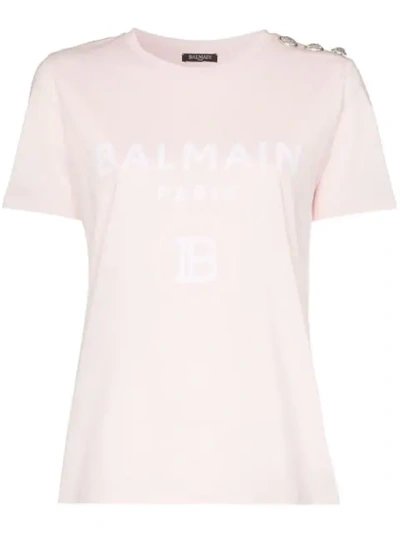 Balmain Logo Print T-shirt - 粉色 In Pink