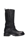 STRATEGIA COMBAT BOOTS IN BLACK LEATHER,11033354